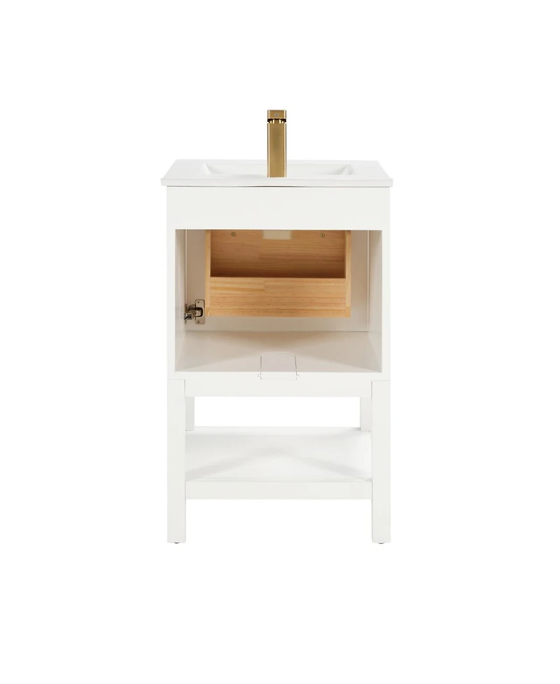 Sillysis 20" Solid Wood Bathroom Vanity with Sink & Door-Mounted Shelf, Modern Compact Pre-Assembled for Small Spaces-Sillysis