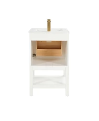 Sillysis 20" Solid Wood Bathroom Vanity with Sink & Door-Mounted Shelf, Modern Compact Pre-Assembled for Small Spaces-Sillysis