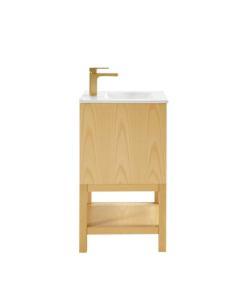 Sillysis 20" Solid Wood Bathroom Vanity with Sink & Door-Mounted Shelf, Modern Compact Pre-Assembled for Small Spaces-Sillysis