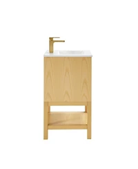 Sillysis 20" Solid Wood Bathroom Vanity with Sink & Door-Mounted Shelf, Modern Compact Pre-Assembled for Small Spaces-Sillysis