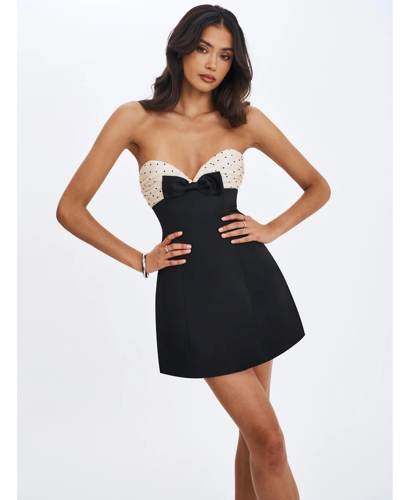 Miss Circle Women's Polka Dot Sweetheart Mini Dress