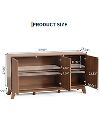 gaomon 58” Wood Modern-Farmhouse 4 Door Adjustable Shelf Sideboard Furniture