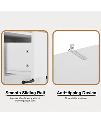 gaomon 6-Tier Bookshelf with Door and 3 Drawers, 71" Tall Bookcase with 3-Tier Open Shelves