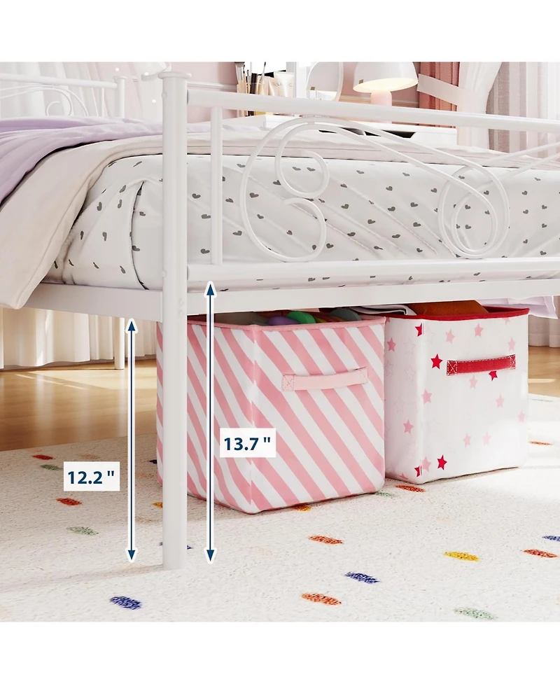 gaomon Bed Frames for Kids, Metal Frame with Headboard & Footboard, Platform Frame, Heavy Duty Slats Support, No Box Spring