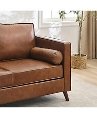 Gaomon Mid Century Modern Leather Sofa for Living Room, 3 Seater Leather Couch, Deep Seat Couch, Cozy Sofa for Office, Apartment, High Density Sponge