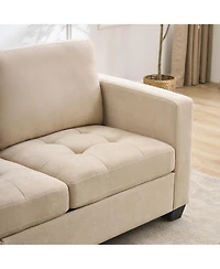 gaomon 3 Seat Sofa Couch, 89'' Chenille Fabric Upholstered Sofa with Wide Armrest and Removable Headrest