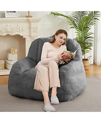 gaomon Giant Bean Bag Chair, Faux Fur Stuffed Bean Bag Couch with Filler, Bean Bag Chair for Adults, Big Lazy Sofa Floor Sofa with Handle