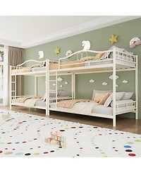 gaomon Bunk Bed Twin Over Twin, Heavy Duty Metal Bunk Bed with Safety Guardrail & Ladder, 400 Lbs Weight Capacity, Space-Saving Design, Noise Free