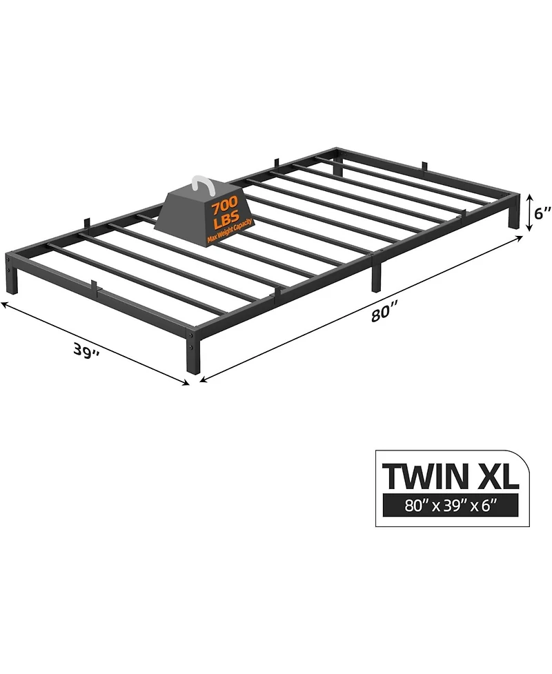 gaomon 6 Inch Metal Twin Xl Bed Frame,Bed Frame with 6 Non-Slip Mattress Without Headboard,Sturdy Heavy Duty Bed Frames