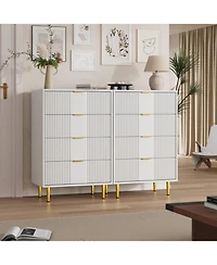 gaomon Fluted 4-Drawer Dresser, 36.85" Tall Modern Wooden Chest with Metal Handles, Space-Saving Storage for Bedroom, Living Room, Hallway