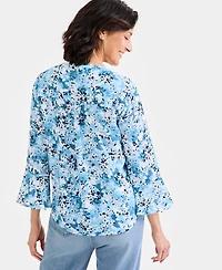 Style & Co Women's Printed Ruffle Sleeve Top, Macy's Exclusive