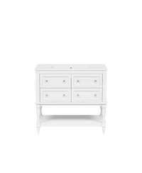Sillysis 36" Modern Bathroom Vanity with Ceramic Sink, Freestanding Solid Wood Cabinet, 4 Drawers & Storage Shelf