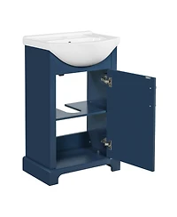 Sillysis 19.7" French Bathroom Vanity with Bulged Ceramic Sink, Soft Close Door Storage Cabinet for Small Spaces
