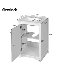 Sillysis 20" Bathroom Vanity with Ceramic Sink, Modern Solid Wood & Mdf Cabinet, Soft-Close Door for Small Spaces