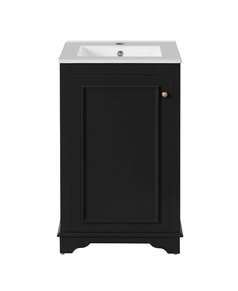 Sillysis 20" Bathroom Vanity with Ceramic Sink, Modern Solid Wood & Mdf Cabinet, Soft-Close Door for Small Spaces