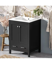 Sillysis 24" Bathroom Vanity with Sink, Solid Wood Frame, Soft Close Doors & Ample Storage for Small Spaces