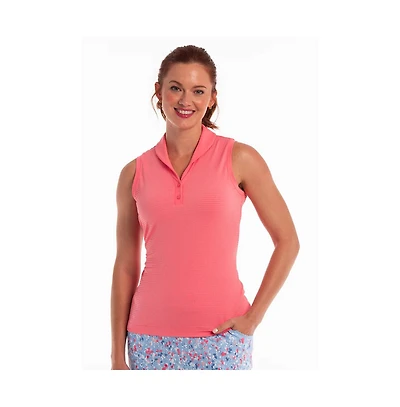 Ep Ny Women's Seersucker Shawl Collar Short Sleeve Golf Polo