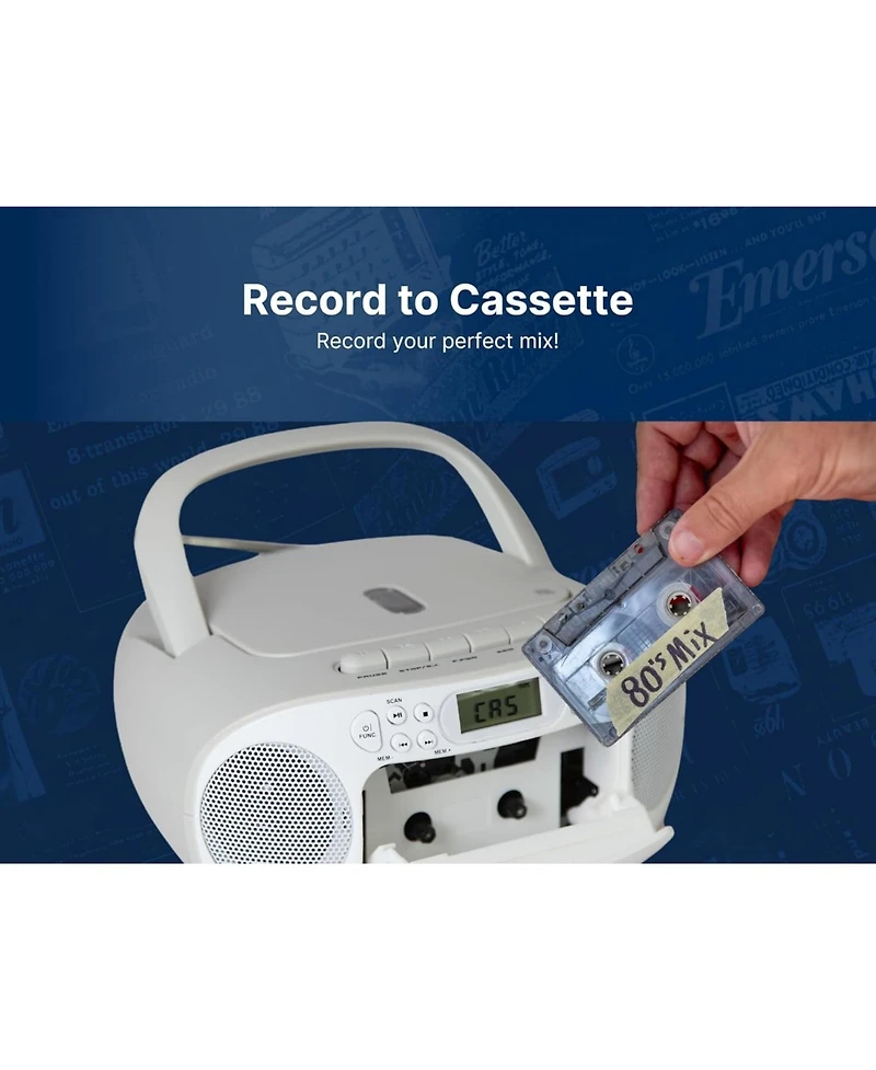 Emerson Epb-3003 Portable Cd / Cassette Player with Am/Fm Radio, Programmable Memory, Dual Stereo Speakers