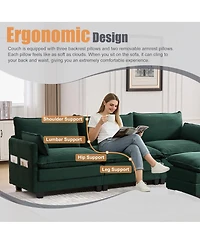 Streamdale Furniture Oversized Modular Sectional Sofa with Movable Ottoman