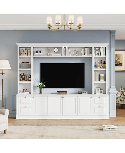 Streamdale Furniture Modern Tv Stand with Bookcase for TVs up to 70 inch, 3 Shelves