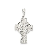 Curata Jewelry 925 Sterling Silver 18 Inch Large Oxidized Irish Claddagh Celtic Trinity Knot Religious Faith Cross Necklace 36x19mm Pendant Necklace