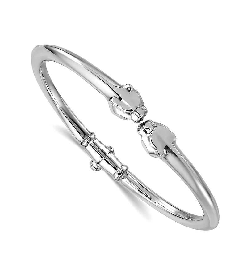 Curata Jewelry Solid 18k Panther Head Hinged Cuff Bangle