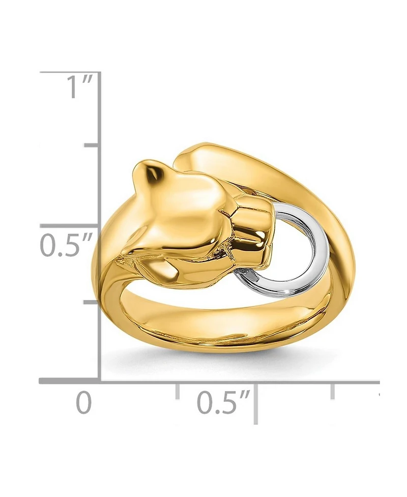 Curata Jewelry Solid 18k Two-tone Gold Adjustable Polished Panther Ring