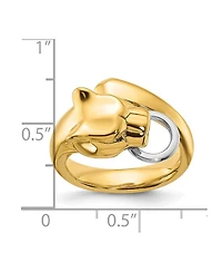 Curata Jewelry Solid 18k Two-tone Gold Adjustable Polished Panther Ring