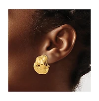 Curata Jewelry Solid 18k Gold 22x14mm Curb Link Omega Back Earrings