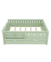 Streamdale Furniture Avocado Full Bed with Bookshelves, Staircase, Safety Rails, and Trundle