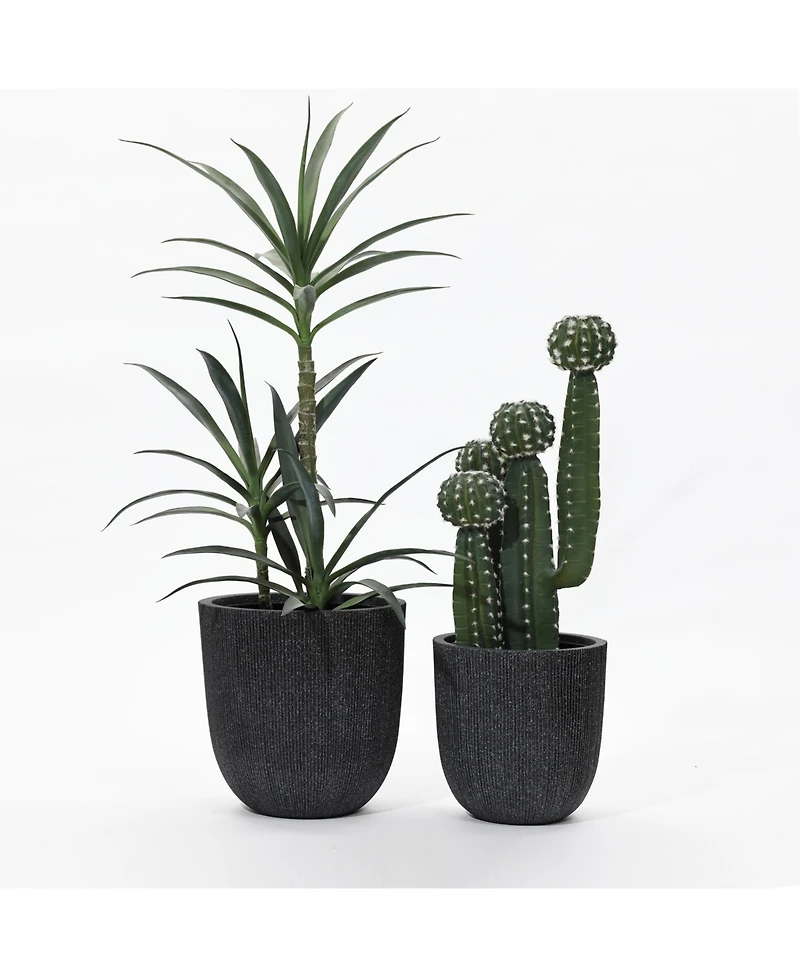 LuxenHome 2-Piece Tapered Round Plastic Planters Set