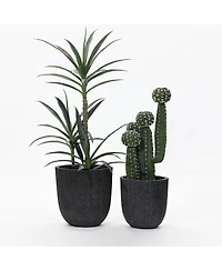 LuxenHome 2-Piece Tapered Round Plastic Planters Set