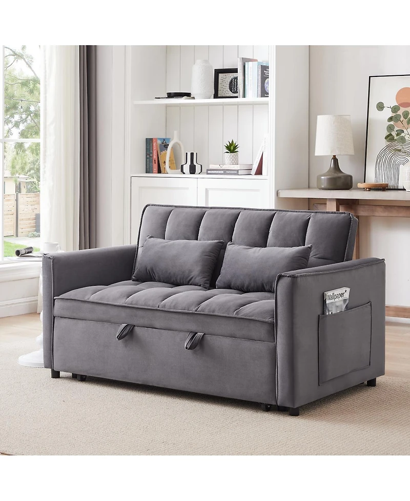 Streamdale Furniture Modern Velvet 3-in-1 Convertible Sofa Bed with Storage