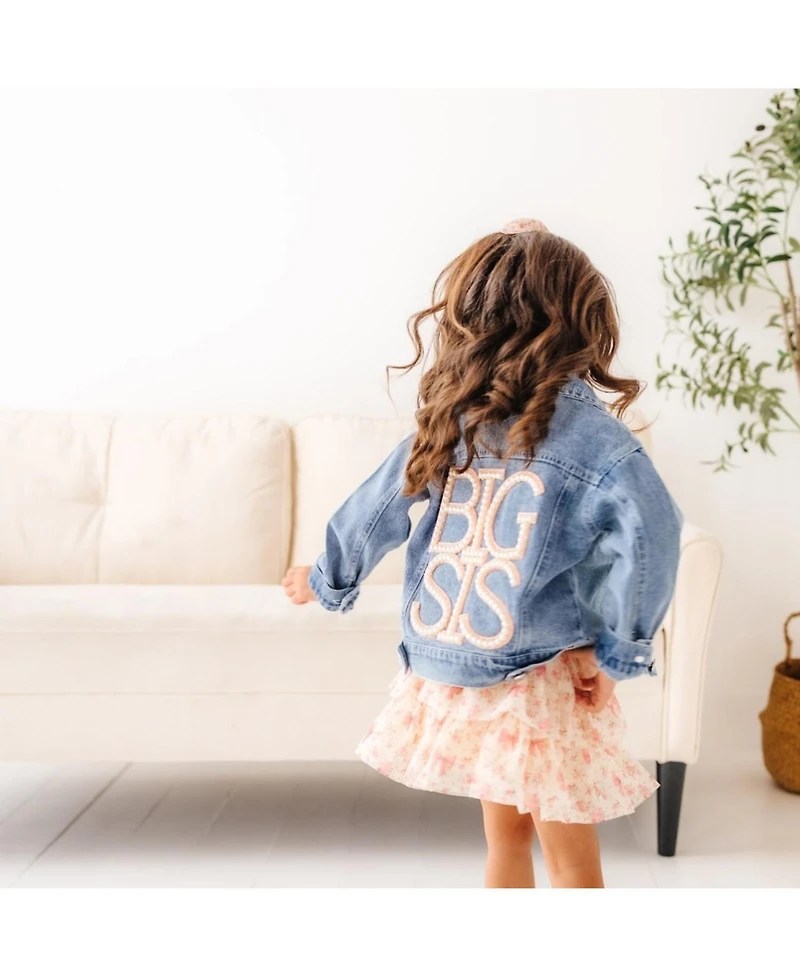 Sweet Wink Big Girls Sis Pearl Patch Denim Jacket