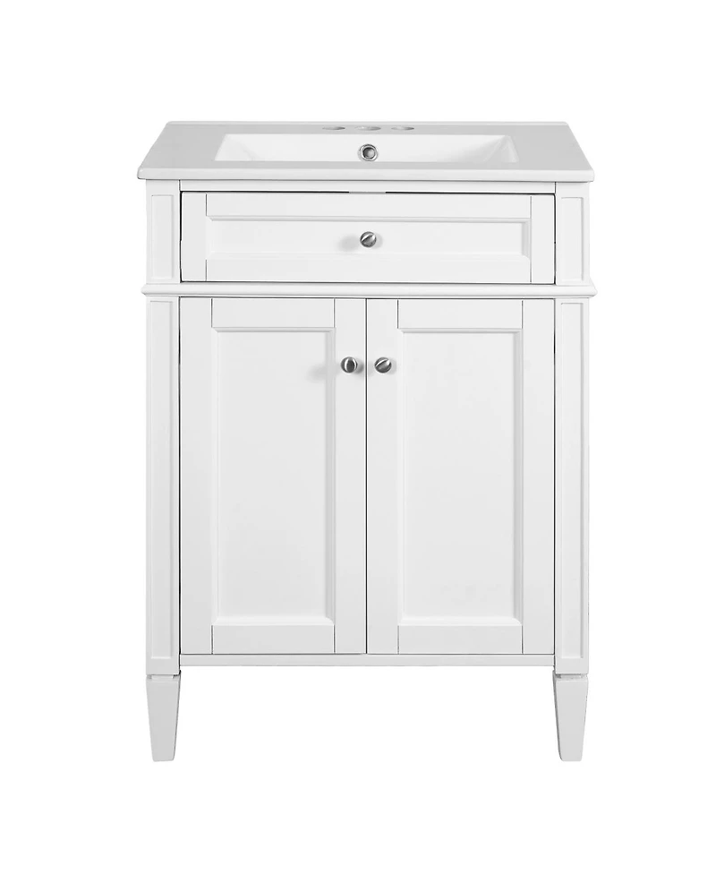 Sillysis 24" Modern Bathroom Vanity with Ceramic Sink, Soft Close Doors & Adjustable Storage Shelf for Small Spaces