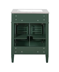 Sillysis 24" Modern Bathroom Vanity with Ceramic Sink, Soft Close Doors & Adjustable Storage Shelf for Small Spaces