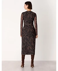 Whistles Women's Abstract Zebra Mesh Dress