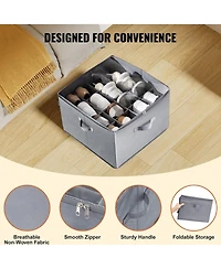 Rainsken 16 Compartments Underbed Shoe Box, Shoe Storage Organizer with Adjustable Dividers, Clear Window and Reinforced Handles for Shoes