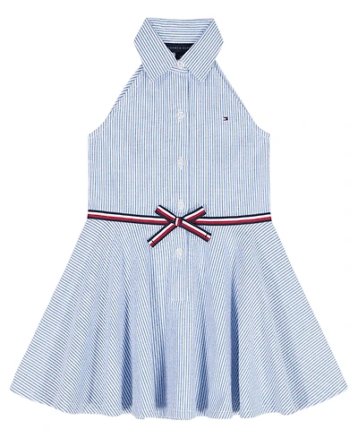 Tommy Hilfiger Girls' 2T-6X Ithaca Stripe Halter Polo Dress