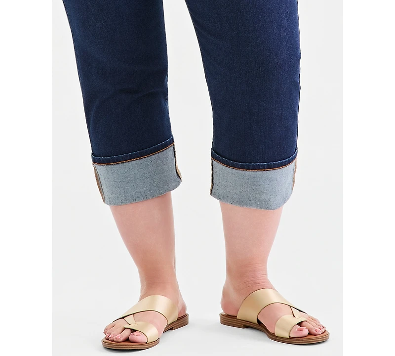 Style & Co Plus High-Rise High-Cuff Capri Jeans, Macy's Exclusive