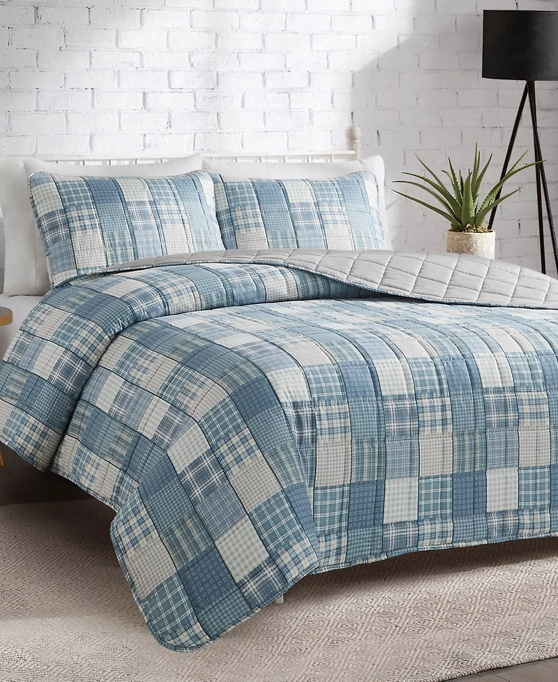 Lucky Brand Plaid Patchwork Reversible 3-Pc Quilt Sets, Full/Queen