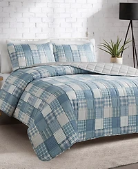 Lucky Brand Plaid Patchwork Reversible 3-Pc Quilt Sets, Full/Queen