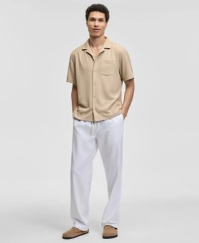 Sun Stone Mens Textured Chevron Knit Camp Shirt Linen Blend Straight Leg Pants Created For Macys