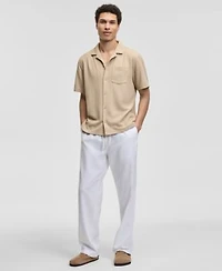 Sun Stone Mens Textured Chevron Knit Camp Shirt Linen Blend Straight Leg Pants Created For Macys