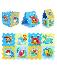 Slickblue 8-Piece Educational Interlocking Baby Play Mat with Animals and Numbers