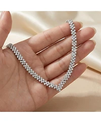 Rachel Glauber Classy White Gold Plated Tennis Necklace