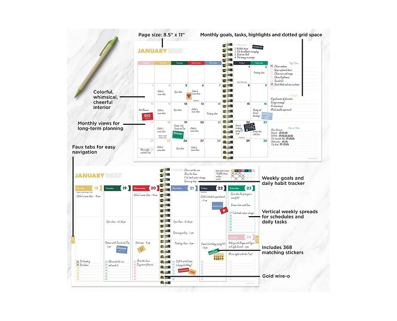 Tf Publishing Paper Goods July 2026 - June 2027 Lovely Lemon Medium Weekly Monthly Planner