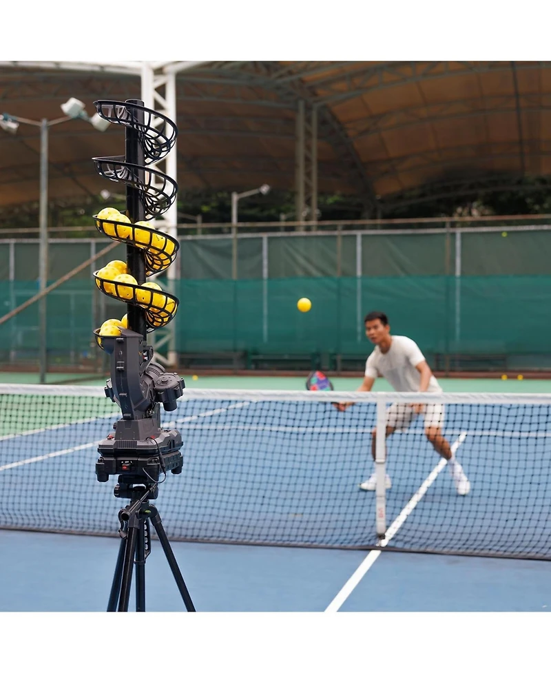 Furlihong Automatic Pickleball Machine with Oscillating Base, Adjustable Speed, Battery or Ac Power, and Tripod Compatibility for All Skill Levels