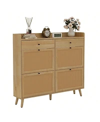 gaomon Oak Slim Freestanding Shoe Cabinet