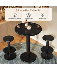 Tribesigns 39.4" H Round Bar Table and Chairs Set, Modern Black Bistro Pub Table with 2 Barstools, Wooden Counter Height Cocktail Table
